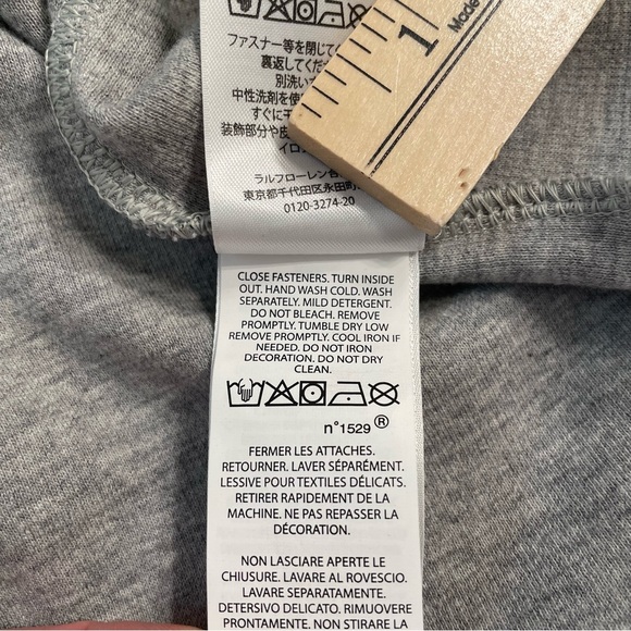 Polo Ralph Lauren Gray Quarter Zip Men Sweatshirt Cotton Sweater Large New Pony - Picture 14 of 16